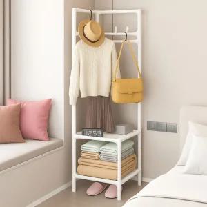 [작은방/원룸 필수] 튼튼한 화이트 코너 수납행거 옷걸이 조립식 철제행거 틈새 선반 옷장