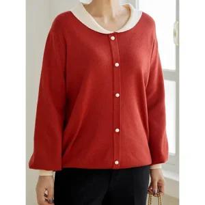 김여사 [빅사이즈](겨울신상)(~88) 진주 숄카라 니트 5NT510412