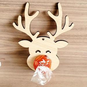 나무로 만든 순록 초콜릿 랙 세트(12개/24개) - 걸이 링 포함 크리스마스 장식, 테이블