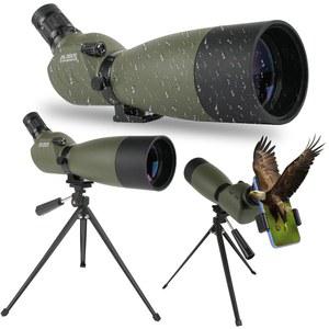 BAK4 프리즘 FMC 렌즈가 장착된 25-75x70 HD 스팟팅 스코프, IPX7 플로팅 풀 김서림 방수 표적 사격 조류 야생동물 관찰 하이킹, 트라이포드 휴대폰 어댑터 휴대용 가방(그린)