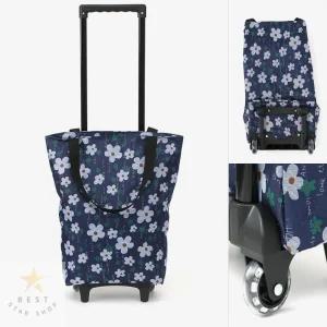 접이식 보온보냉 쇼핑카트 장바구니 마트 캐리어 네이비