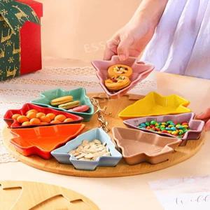 크리스마스트리 접시세트 크리스마스파티 그릇 플레이팅 홈카페 테이블 홀리데이 브런치 디너접시