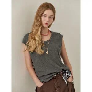 [마쟈]롤링 라운드넥 캡소매 슬리브리스 니트_P403699518