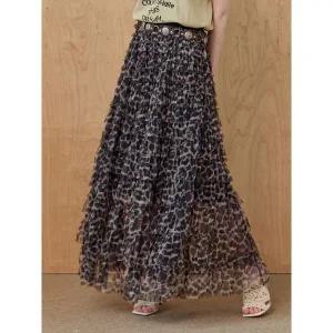 [마쟈]레오파드 셔링 티어드 메쉬 롱 스커트_P399995828