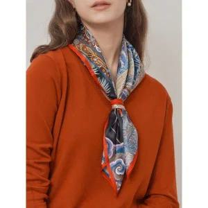 [마쟈]레드 엣지 에스닉 패턴 실크 스카프_P396328888