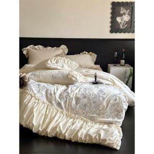 자수 순면 레이스 신혼 이불 공주풍 새틴 민트 펀칭 비단 100수 가을 황실침구 플라워