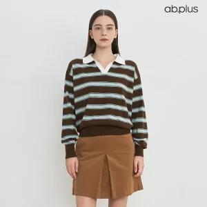 [ab.plus] 스트라이프 럭비 카라 니트 (LSZ4MW32A)
