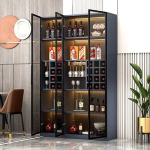 진열장 와인 콘솔 칸막이 그레이 70x50x180cm 무드등 우드 술진열 코너 피규어장