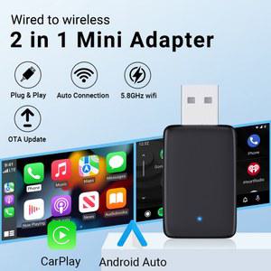 2in1 미니 CarPlay 박스 무선으로 유선 새로운 및 Android 자동 스마트 범용 블루투스 WiFi 연결 플러그 앤 플레이 99 자동차