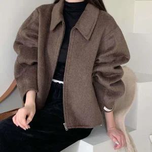 |CDJ6A0C|여성용 후드 스트링 뽀글이 퍼 캐주얼 집업 베스트