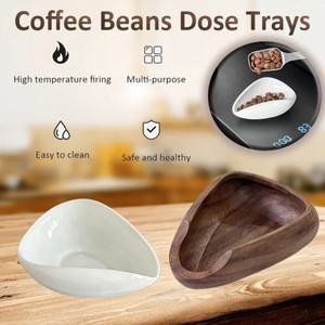 커피 원두 계량 트레이 도자기 호두나무 무게 측정 차 접시 파우더 컵 카페 가정용 액세서리