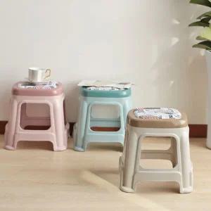 가정용 간이 의자 성인용 다용도 베란다 플라스틱 간이 의자 주방 캠핑용 등받이 휴대용 스툴 원형 방석