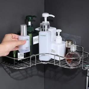 무타공 욕실 선반 접착식 스텐 욕실수납선반 화장실 코너 선반 샤워 스텐레스 바스켓 벽걸이 주방 정리