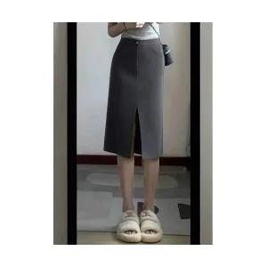 여성 데일룩 스커트 정장 모직 앞트임 가을겨울 일자 DAOL4