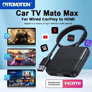 무선 카플레이 어댑터에 연결된 OTTOMOTION Car TV Mate 스틱 게임 박스 용 Android 자동 HDMI 멀티미디어