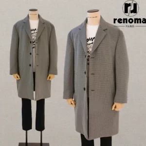 [롯데백화점]레노마 FW 블랙 그레이 하운드체크 누빔안감 후드탈착 체스터 코트 RPKMBH020AJD