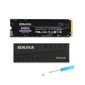 [미국배송] 히트싱크 PCIE GEN4 NVME M.2 게이밍 SSD 7400MB/S 읽기 1GB DRAM 캐시 3D TLC 포함 EDILOCA 1TB PS5 SSD | 및 PC와 호환되는 내장 솔리드 스테이트 드라이브(EN855)