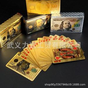 달러 플레잉 카드 금박 플레잉 카드 은박 플레잉 카드 도매 리치 골드 플레잉 카드 블랙 플라스틱 카드
