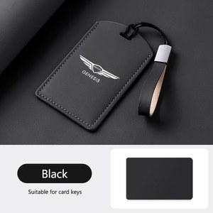 새로운 가죽 자동차 스마트 NFC 카드 키 커버 케이스 보호대 쉘 Fob Genesis GV60 순수 전기 G80 카드 2023 NFC 액세서리