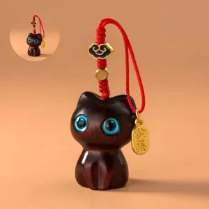 검은고양이 소원성취 열쇠고리 소원성취 나무키링 액막이 선물키링 일본고양이 엽전 키홀더 우드키링