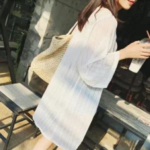 [라일리여성의류] Rly 쉬폰가디건 바캉스 쉬폰하프로브가디건 해변 비치