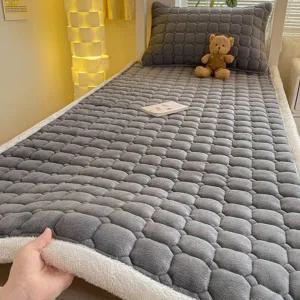 벨벳 침대 패드 겨울용 극세사 도톰한 따뜻한 침대 패드 침구 매트리스 커버 세트 싱글 온열 방한 매트