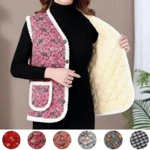양털 할머니조끼 누빔 꽃무늬 겨울 김장 조끼 베스트 김장조끼 어머니조끼 여성 겨울조끼 엄마조끼 방한조