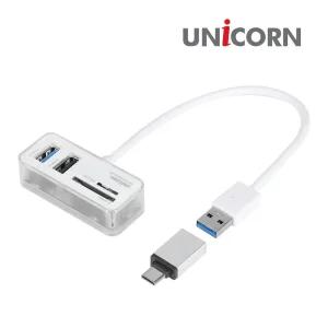 유니콘 TH-500CR USB3.0허브 멀티포트 카드리더기 (A타입 C타입 겸용)스마트폰 카메라전송 모바일 휴대용