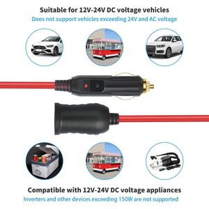 커넥터12V 24V 자동차 시가 라이터 연장 코드 남성 플러그여성 소켓으로 12피트 케이블 타이어 인플레이터