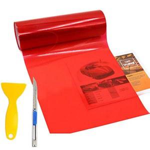 KOMAS 12인치 X 48인치 틴트 비닐 필름 스티커 시트 롤 자동차 헤드라이트, 테일라이트, 스퀴지 + 커터(유광 빨간색) 안개등 (코마스 롤)