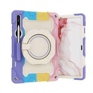 삼성 탭 S9 플러스 FE S8 S7 S6 라이트 케이스 어린이 충격 방지 쉘 갤럭시 A7 A8 A9 360 회전 스탠드 태블릿 커버