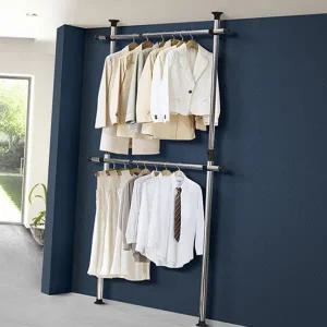 고정형 행거 조립식 스탠드 와이드 2단 옷걸이 행거 수납 모던 철제 방문
