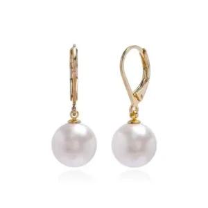 E462 10mm 화이트진주 오스트리아 골드 레버백 귀걸이 여자귀걸이 귀걸이추천 학생귀걸이 모임 여자선물
