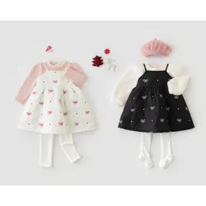 (베베르망) (아동)리본자수패딩원피스[원피스BFKE371A]