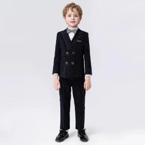/교복몰 브루스 다크네이비 세로스트라이프 브레스티드 정장