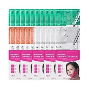 AHC 순면마스크 20매 (카밍10 + 퍼밍5 + 브라이트닝5) + CKD 브이턱 마스크 5매