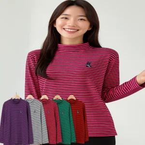 반목폴라티 기모목티 스트라이프티셔츠 5종세트 이너 긴팔 목폴라 줄무늬 겨울 폴리스 터틀넥