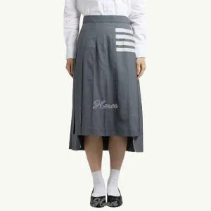 [톰브라운] 여성 RWB 탭 드롭백 플레인 위빙 울 플리츠 스커트