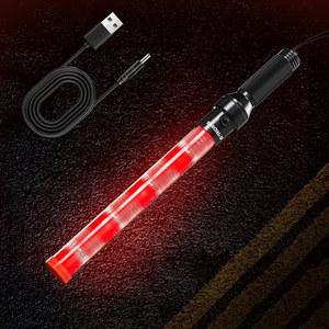 E-라이딩 16인치 충전식 교통봉, 2가지 깜박임 모드가 있는 빨간색 교통 제어 배턴, LED 안전등봉, 공항용 에어 링 지팡이, 주차, 차량 안내