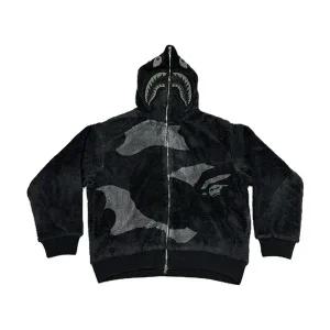 베이프 컬러 카모 샤크 풀 집 쉐르파 자켓 001LJL801321M BLK