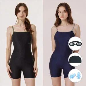 [하프클럽/베이직 엘르] 여성 X백 2부 반전신 실내수영복 BEF-Z105