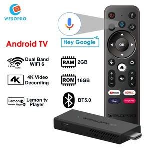 WESOPRO 안드로이드 TV 스틱 스마트 호환 IPTV 동글 G2 VS Fire Mi 포함 2GB RAM 16GB 2.4GHz 5.0GHz 와이