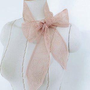 [신세계몰][애슬릿] 여성 꽃 레이스 스키니 타이 롱 긴 스카프