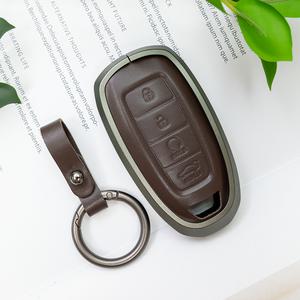 현대 호환용 4버튼 그랜저IG 뉴싼타페TM 코나 벨로스터 베뉴 I30 스마트키 키홀더 차키 천연 가죽 케이스