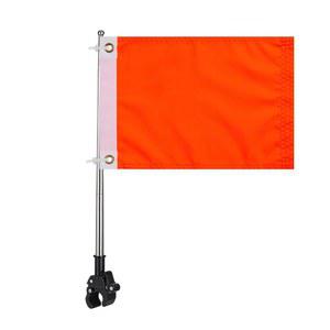 49인치 조절 가능한 홀더 폴 수상 스키 깃발이 달린 플래그파크 오렌지 보트 깃발 안전을 위한 자전거 카약 모터사이클 폰툰 ATV용 12x18인치 스키어 다운