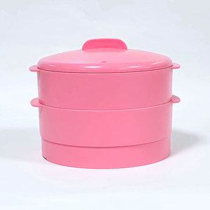 타파웨어 찜기 렌지용기 멀티플러스 렌지찜기 2단 핑크