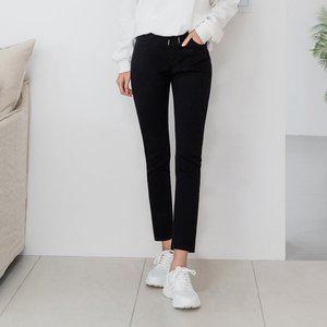 [진마니아]여성 일자 진 블랙 루프허리밴딩 기본 청바지 빅사이즈 데님 팬츠 슬림 바지