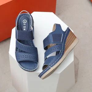 제이슈 자체제작 천연소가죽 안신은듯 초경량 통굽샌들 6.5cm