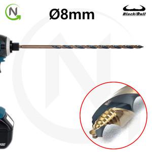 블랙불 롱기리 스텝 드릴 비트 8mm 길이300mm 스텐 기리 홀커터