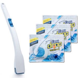 이지드롭 레몬 향 핸들 1개 + 리필 3개 변기 크리너 클리너 간편 화장실 욕실 청소 일회용 변기솔 브러쉬